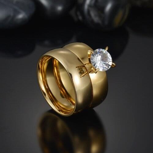 High Quality 8mm Wholesale Simple Ring Fashion Gold Ring Mens and Womens Exclusive Couple Wedding Rings Set bague femme