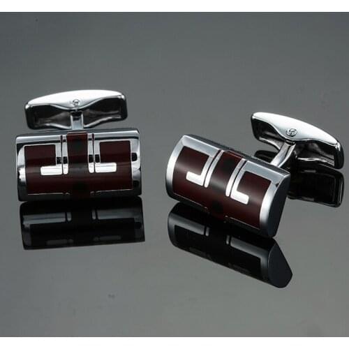 DY High quality brass material design classic Red Enamel Silvery striped Cufflinks Mens French shirt Cufflinks free shipping