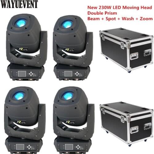 NEW 230W LED Moving Head beam spot zoom Double Prism 3 in 1 led beam spot wash light dj Club Party DMX Stage Lighting