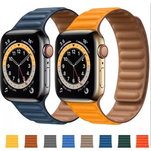 Watch band For Man Woman Apple Silicone/Leather Link 40mm 44mm 42mm 38mm Magnetic Loop bracelet iWatch series 6 5 4 3 SE strap