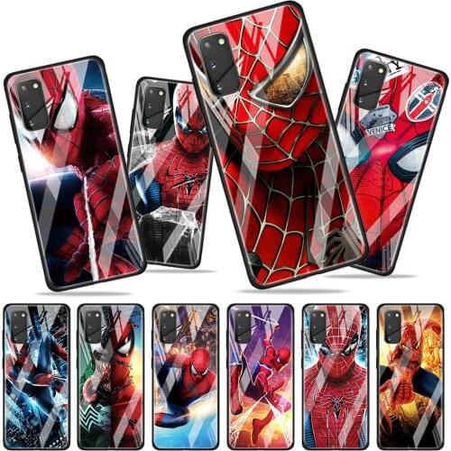 Spiderman for Samsung Galaxy S20 FE Ultra Note 20 S10 Lite S9 S8 Plus Luxury Tempered Glass Phone Case Cover