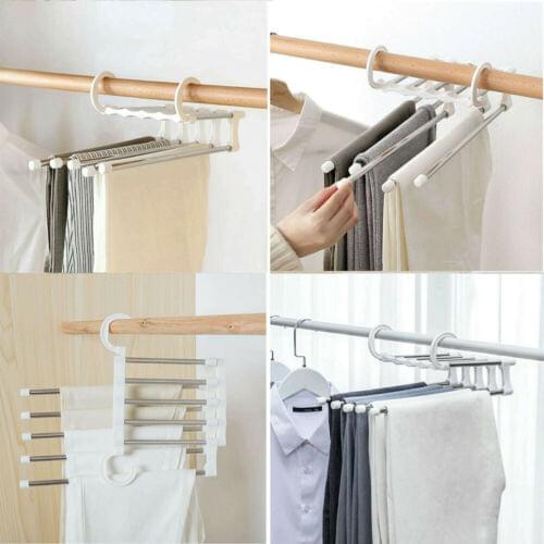 Pant rack shelves 5in1 Stainless Steel Durable Clothes Hanger Multi-functional Wardrobe Magic Hanger