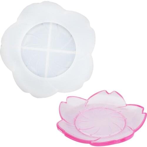 Cherry Blossom Dish Silicone Mold Diy Crystal Epoxy Resin Coaster Mould Make Food Tray Crafts Tool Jewelry Storage Home Decor