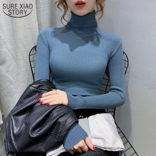 New Womens Turtleneck Winter Clothes Fashion Long Sleeve Sweater Pullover Solid Knitted Jumper Women Bottoming Sweater 11555
