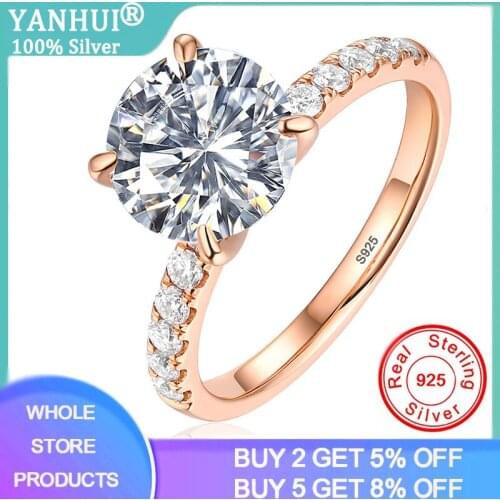With Certificate Silver 925 Rings for Women Zircon Rose Gold Fashion Luxury Wedding Engagement Promise Rings Jewelry Accessories