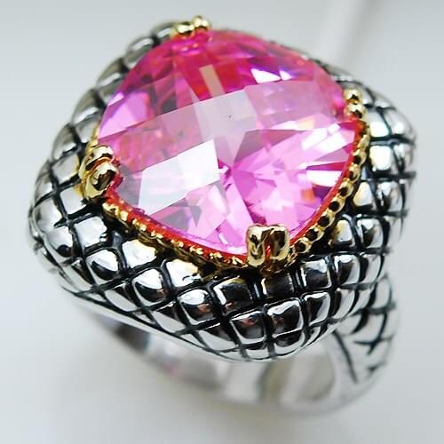 Pink Crystal Zircon Women 925 Sterling Silver Ring F814 Size 6 7 8 9 10
