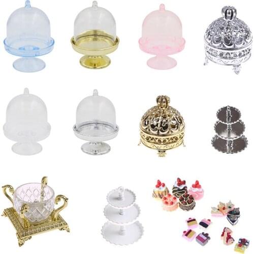 1/5pcs 3D Miniature Food DIY Craft For Dollhouse Mini Dessert Pan Cake Stand Fruit Tray and mini cake Doll Kitchen Toys