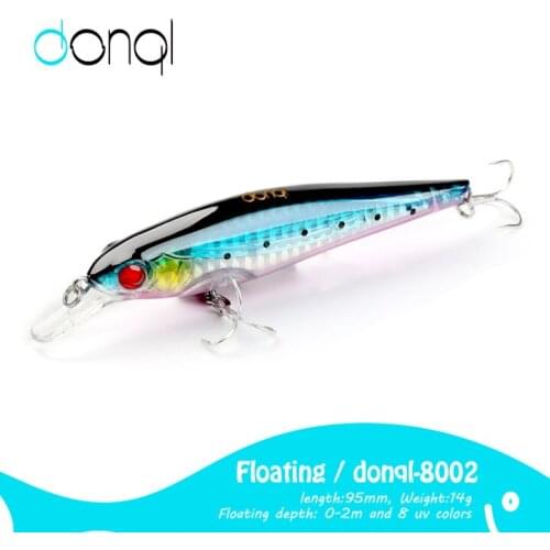 DONQL 1Pcs Wobblers Hard Fishing Lure 95mm 14g Minnow Wobblers Floating Crankbait Artificial Lifelike Sea Fishing Tackle lures