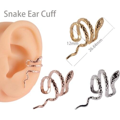 1PC Snake Earing Clips Brass Non Piercing Punk Non Pierced Clip Earrings Ear Cuffs for Women Men Black Fake Piercing Jewelry
