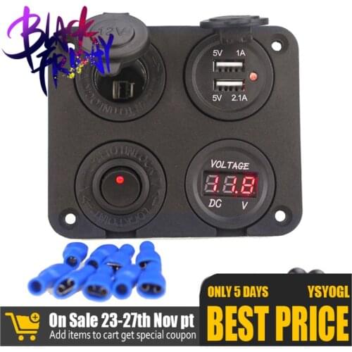 12v Dual Usb Car Cigarette Lighter Socket Splitter Auto Car Charger Power Adapter Voltmeter Panel Car Accessories