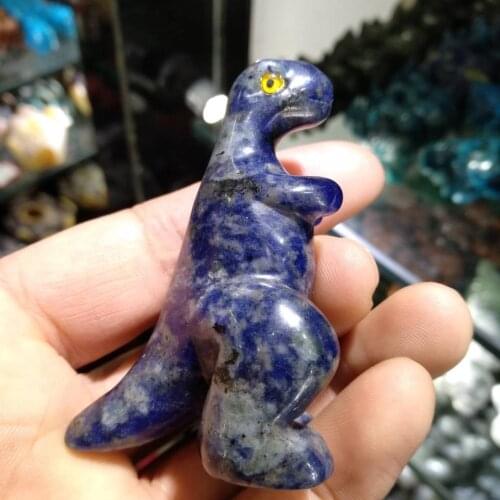 2.36" Natural Blue Goldstone Quartz Crystal Dinosaur Toys carved Lovely Figurine