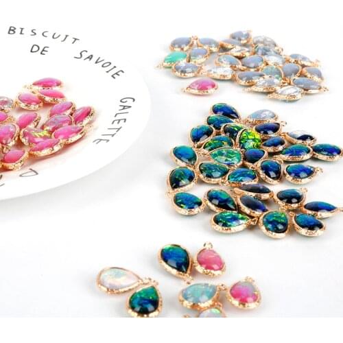 2pcs 12*16mm Drop Shape Bright Charms Pendants For Woman Earring Jewelry Making DIY Charm Pendant Findings