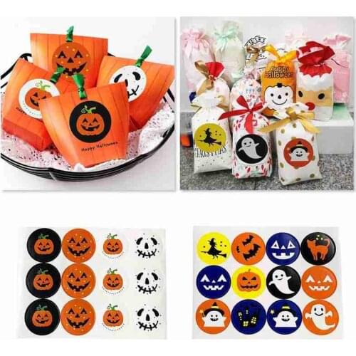 60pcs Halloween Stickers Decorative Baking Packing Seal Affixed Stickers Bottle Pumpkin Glass Decoration Stickers Wholesale