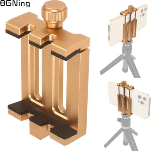 Aluminum Adjustable Lock Phone Holder Horizontal Vertical Clamp 6inch Mobile Clip w/ 1/4 Hole Selfie Stick Tripod Mount Bracket