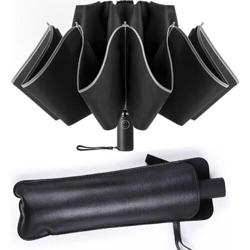 Automatic Umbrella Reverse Folding Business Umbrella With Reflective Strips Umbrellas Rain For Men Women Windproof Male Parasol