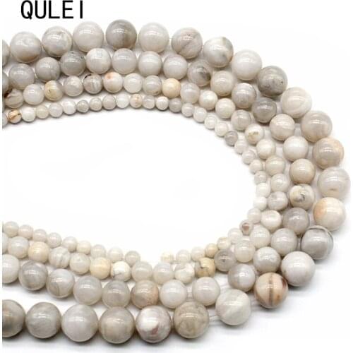 AAA+ Wholesale White Crazy Agat Natural Stone Beads For Jewelry Making Stone DIY Bracelet Necklace 4mm 6mm 8mm 10mm 12mm 15