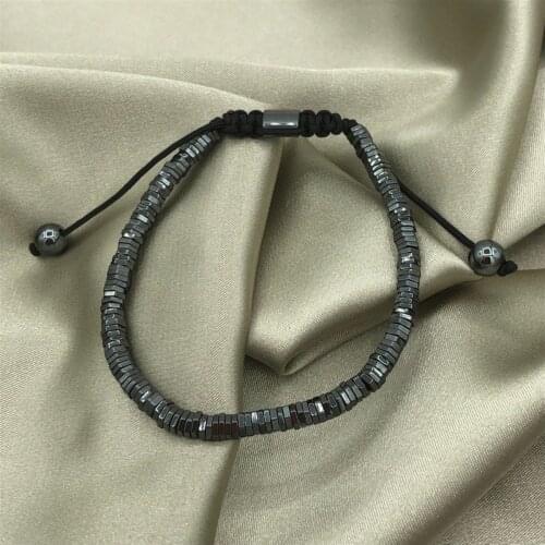 Black Slim Row Stone Bracelet