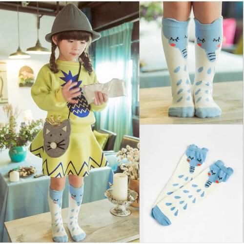 Kids Boot Socks Calcetines Tubo Collant Fille Socks Girl Elephant Cartoon Calcetines Fille Children Knee High Winter Cotton Sock