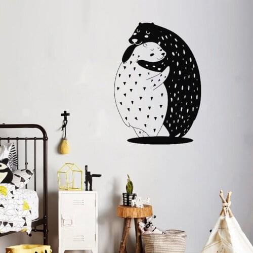 Two Cute Bear Wall Stickers for Baby Nursery Removable Vinyl Kids Room Decor Decals Woodland Wall Art Decals Animal Mural S461