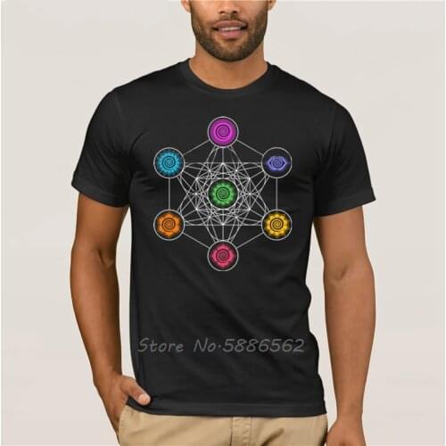 Hipster Metatrons Cube Chakras Cosmic Energy Centers t-shirt Tshirt Men Unisex Cotton Tees Harajuku