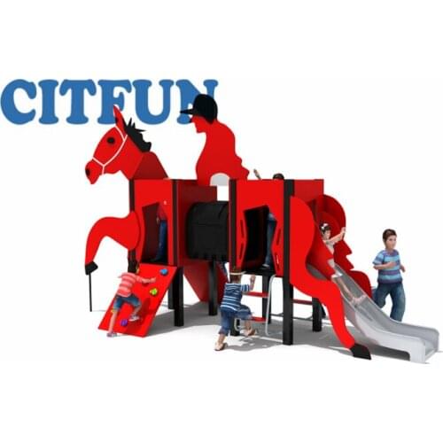 Red Horse slide for kids,kids playground equipment for Garden OP18H-170B