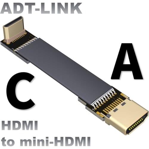 Mini -HDMI transfer 4K screen 60hz FPV aerial shot thin flat high-speed extension cord cable bending 90 degrees 4K@50/60 2160p