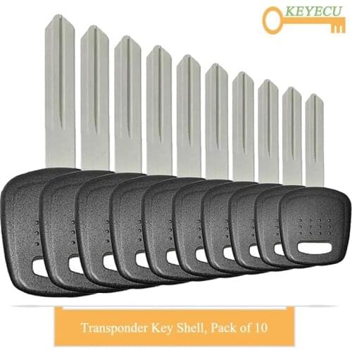KEYECU 10 Pieces/Lot, Uncut New Transponder Ignition Key Shell Case for Subaru, Fob 4D60 / 4D62 Chip - NSN19T13 - ILCO: SUB4-PT