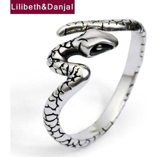 Cute little Cobra Snake Tail Ring Real 925 Sterling Silver Adjustable Ring Jewelry Men Women bijoux femme 2020 New Arrival R019