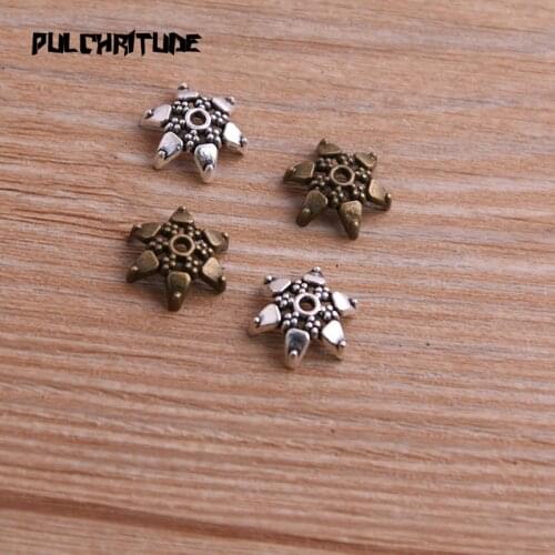 40pcs 4*11*13mm Two Color Bead Caps Charm Hollow Small Flower Pendants Jewelry Accessories DIY Receptacle Charms