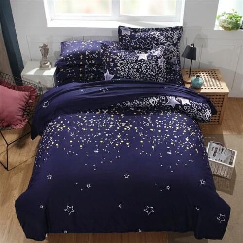 American Blue Bedding Set,Duvet Cover 175x220 With Pillowcase,Quilt Cover 240x210,White Stars Pattern King Size Blanket Cover