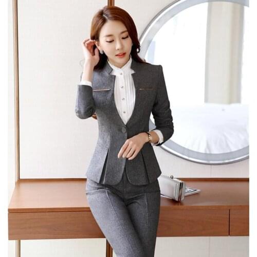 Formal Pant Suits Women Office Lady 2 Piece Set Pants Blazer Female Business Work Trousers Jacket Elegant Uniform Plus Size 2020