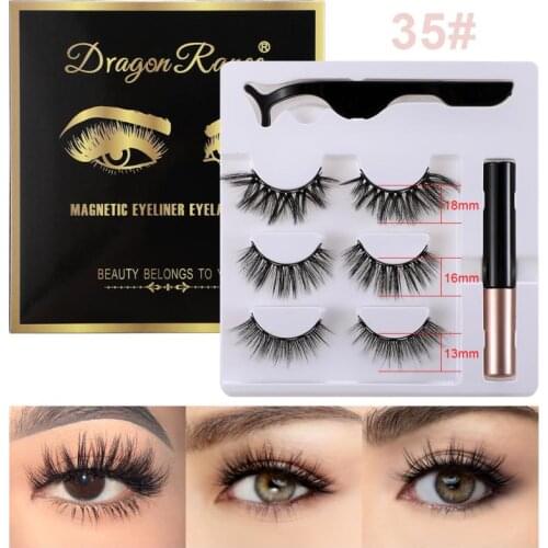 Hot 3Pairs Of 3D Magnetic Eyeliner Liquid Magnetic Eyelashes Set False Eyelashes Makeup Tools Fake Eye Lashes Women Gift TSLM1