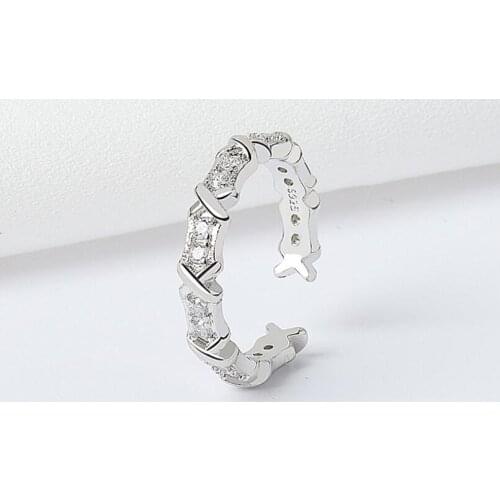 Minimalist Geometric Twist Tie Cubic Zirconia Adjustable Ring Silver Color Trendy Fine Jewelry For Charm Women Bijoux