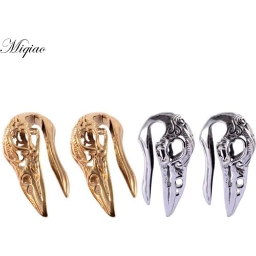 Miqiao 2pcs Explosive Creative Stainless Steel Hollow Pattern Bird Head and Ears Exquisite Piercing Jewelry