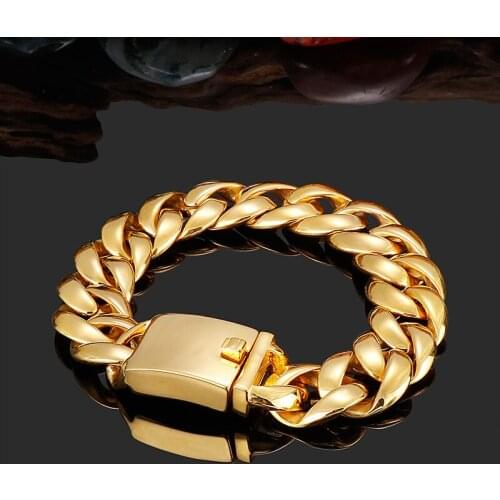 European and American fashion golden titanium steel hip-hop style mens bracelet accessories
