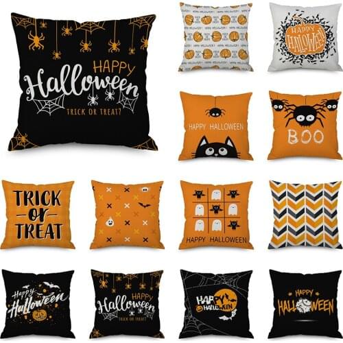 Halloween Party Pillow Case Farm Pumpkin Decroative Cushion Cover Office Home Living Room Sofa Plaid Throw Pillows Cover 45x45cm