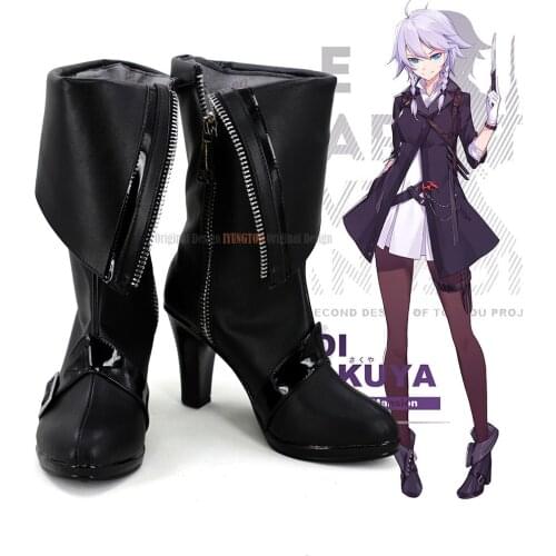 Izayoi Sakuya Shoes Cosplay Touhou Project Izayoi Sakuya Cosplay Boots Black Shoes High Heel Custom Made