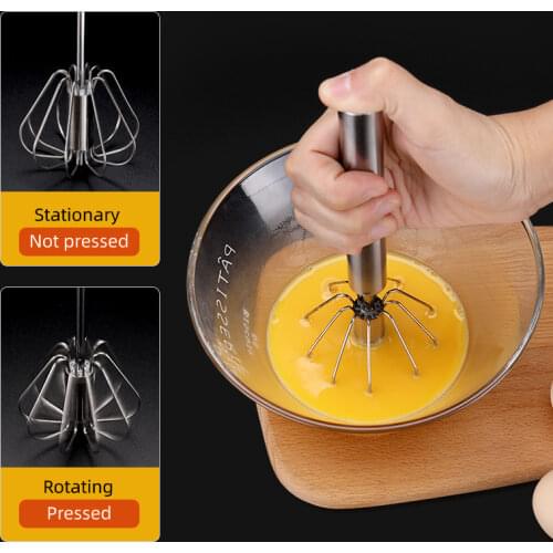 Semi-Automatic Hand Eggbeater Stirring Whisks Rotating Push Egg Beater Mixer Blending Tools Stainless Easy Use Kitchen Gadgets