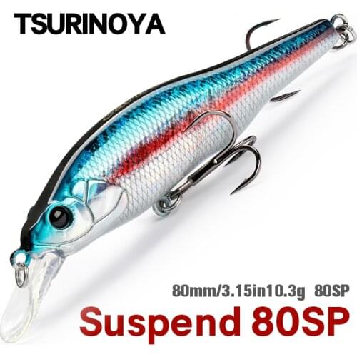 TSURINOYA 3.15in 10.3g Suspending Fishing Lure SABIE 80SP 80mm Professional Bass Pike Jerkbait Long Casting Shad Hard Baits