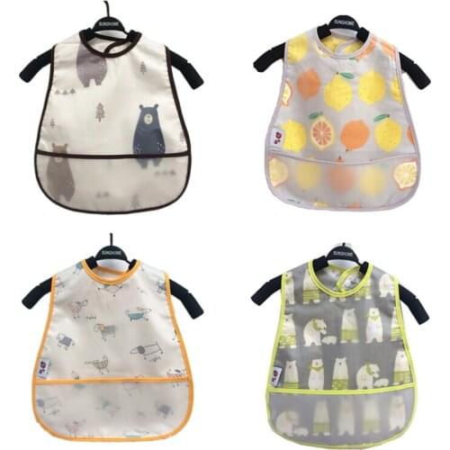 Cartoon Adjustable Baby Bibs EVA Waterproof Lunch Feeding Bibs Baby Feeding Cloth Children Baby Apron