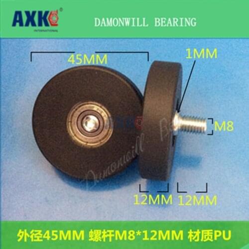 Rubber wheel 8*45*12PU polyurethane plastic nylon wheel 608POM 4PCS 8X45X12MMrubber bearing roller pulley rubber wheel