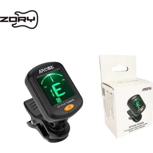 Retail Box Package aroma AT-01A Black Mini Digital LCD Clip-on Tuner for Guitar Accessories
