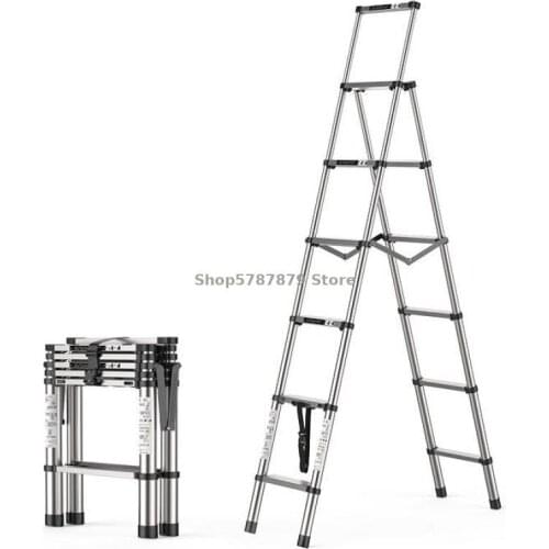 Household Ladder Folding Herringbone Ladder Indoor Multi-function Five Step Ladder Thickened Aluminum Alloy Telescopic Ladder Sm