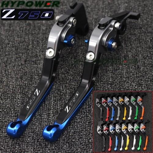 For KAWASAKI Z750 Z 750 2007-2012 Motorcycle Accessories Folding Extendable Brake Clutch Levers LOGO Z750
