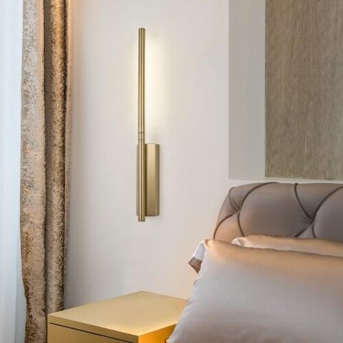 Modern simple bedside line wall lamp North Europe bedroom corridor wall lamp designer hotel mirror front wall lamp
