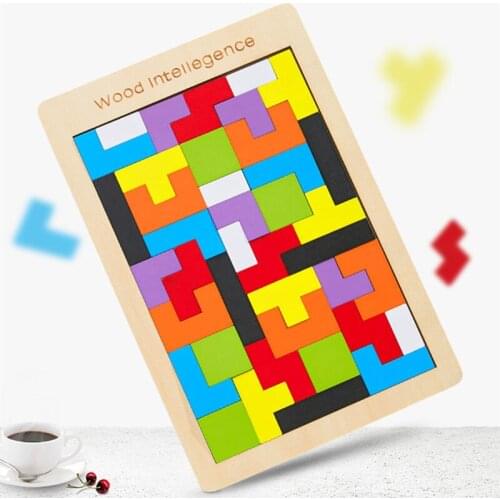 1PCS Wooden Jigsaw Puzzles Tangram Montessori Educational Toys For Children Blocks Bricks Kids Learning Intellegence Toys