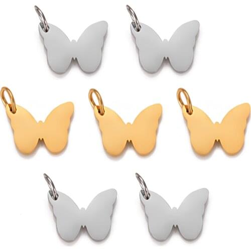 10pcs Stainless Steel Gold Butterfly Charm Pendants for DIY Necklace Bracelet Jewelry Making Charms Accessories