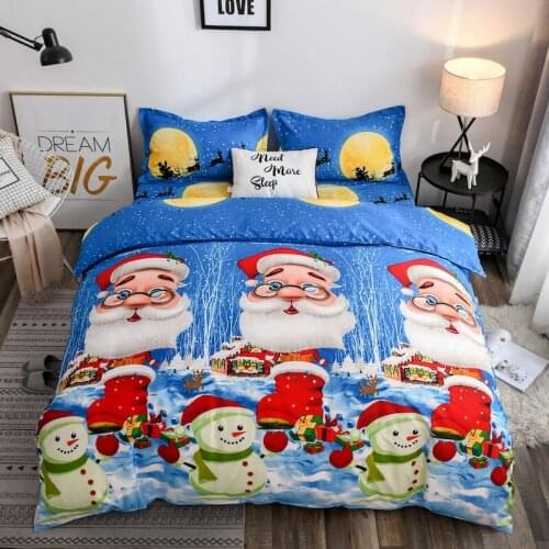 3pcs Christmas 3D Digital Printing Quilt Cover and Pillowcase Soft Warm Breathable Bedding Set Drop Shipping