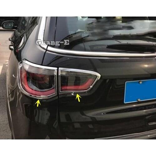 For Jeep Compass 2017 2018 2019 2020 Car Styling Detector ABS Chrome Cover Trim Back Tail Rear Light Lamp Frame Parts 4pcs