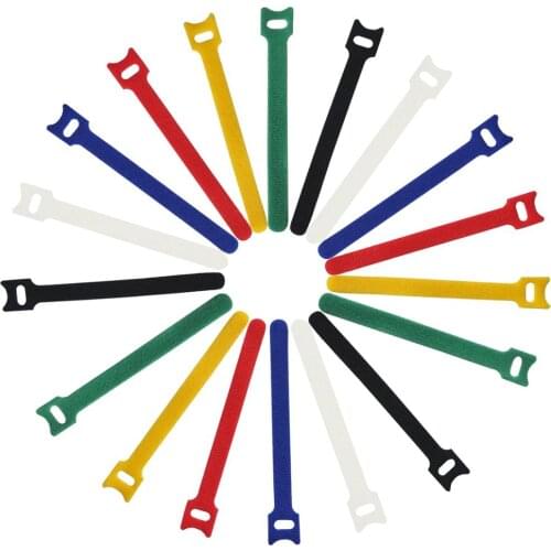 50pcs 12*200mm Multi-Purpose Reusable Nylon Hook and Loop Cable Ties Fastening Straps Tie downs 6 Color Adjustable Cord Ties